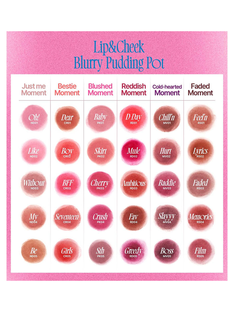 fwee Lip&Cheek Blurry Pudding Pot (5g/0.17fl.oz)-10Color