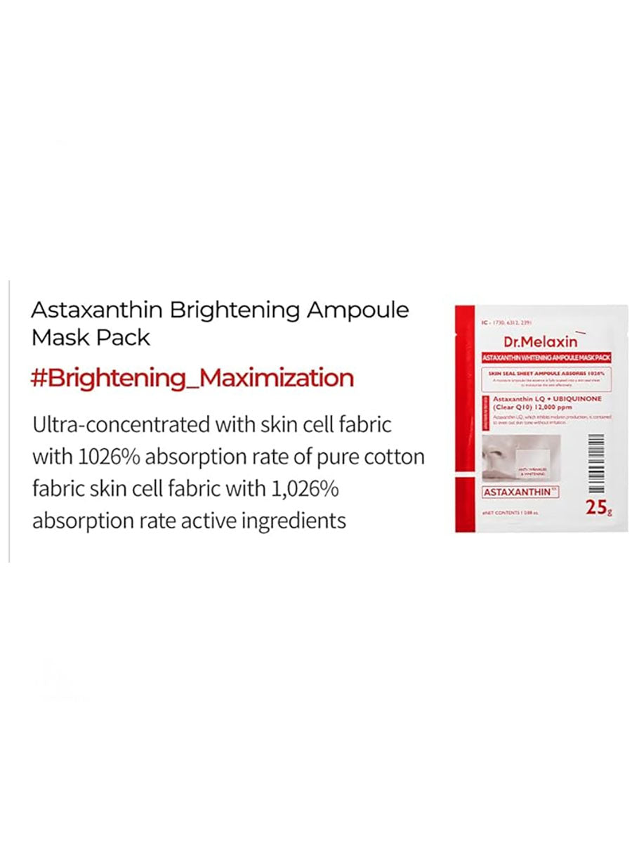 Dr.Melaxin Astaxanthin Whitening Ampoule Mask Pack 25g 1Pcs, 1Box(5Pcs)