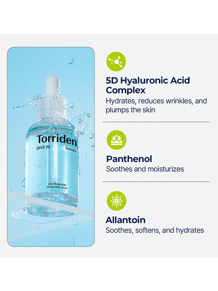 Torriden DIVE-IN Low-Molecular Hyaluronic Acid Serum, 1.69 fl oz